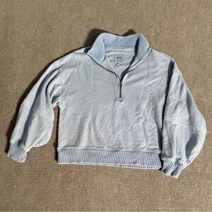 Aerie Soft Blue Quarter-Zip Oversized Lounge Pullover Sweatshirt – Size Medium